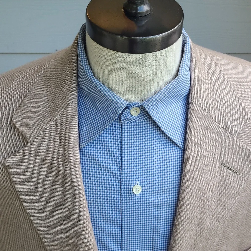 RALPH LAUREN PURPLE LABEL Italy Beige Tan Weave CASHMERE Sz 44 L Mens Sport Coat